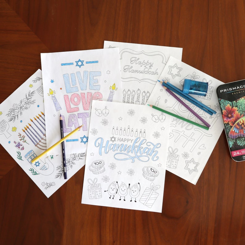 Hanukkah Coloring Pages : Printables Digital Download - Etsy