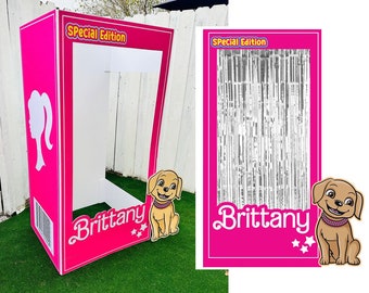 3ft, 4ft, 5ft, 6ft, 6.6ft, doll photo booth, popular pink doll, birthday girls party, fashion photo booth, photo box, dog cutout include