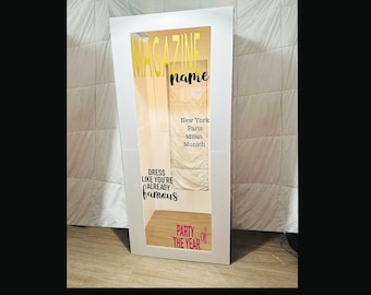 6.6ft Magazine Photo Booth, magazine life size, custom magazine, newspaper photo box,lights and batteries include,Vogue inspiration.