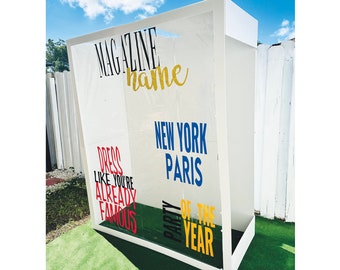 6.3ft by 5.4ft Magazine photobooth, magazine life size, custom magazine, newspaper photo box, vogue inspiration.