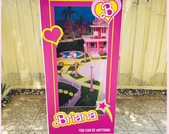 3ft, 4ft,5ft, 6ft Photo Booth, custom name, cool box, popular pink doll, birthday edition, Malibu, life size Photo Booth, doll photo box.
