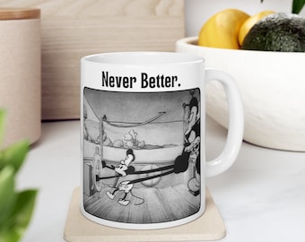 Nigdy lepszy zabawny kubek vintage Myszki Miki, sarkastyczny kubek retro inspirowany parowcem Willie, pomysł na prezent dla miłośnika Disneya, kubek vintage steamboat willie