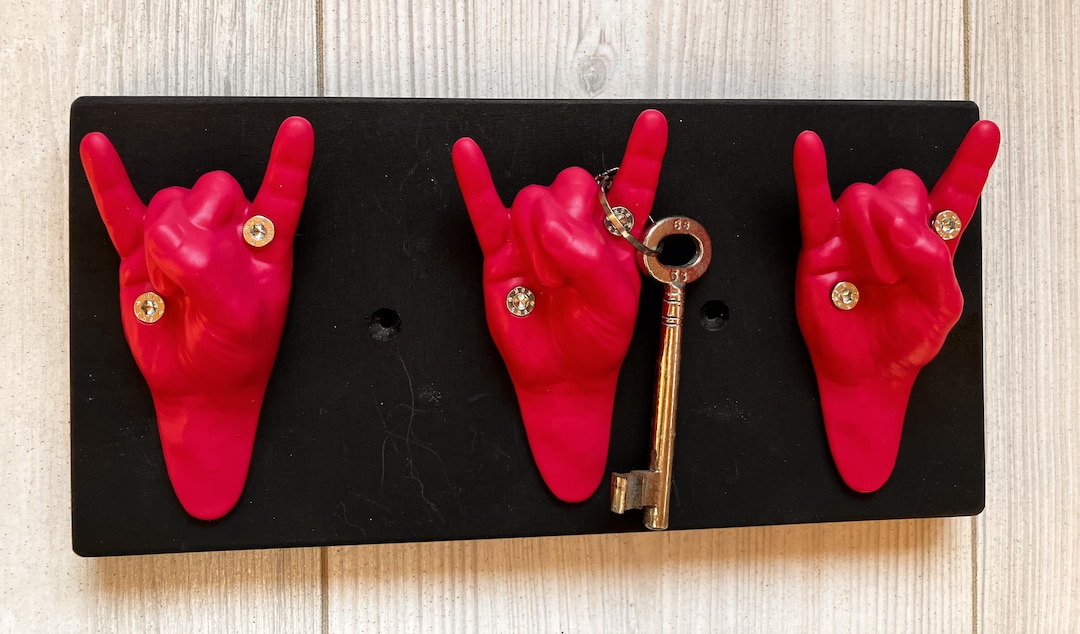 Key Rack - Heavy Metal - Black With Pink Hand Hooks / Limited Color! - Etsy