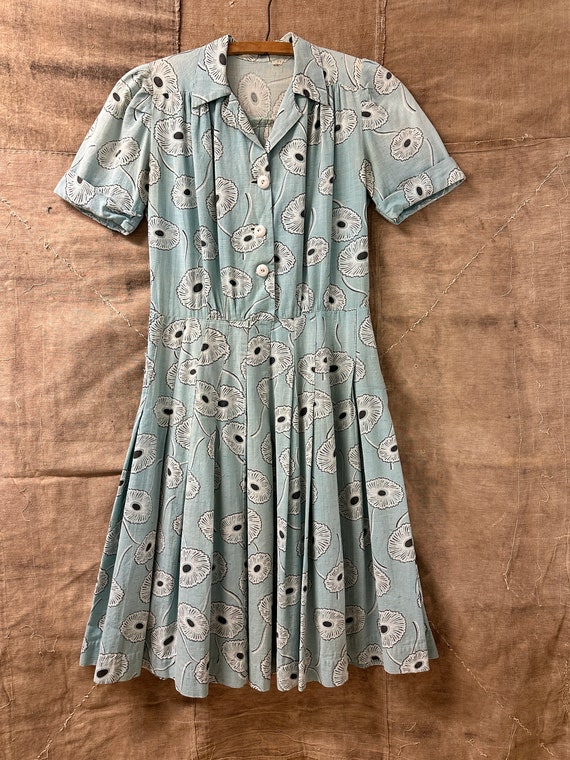 Vintage 1940s Floral Handmade Print Dress
