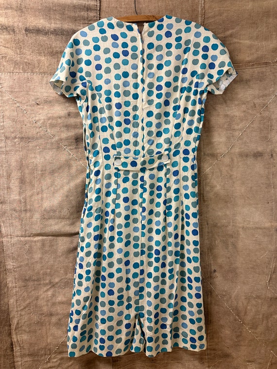 Vintage 1950s Polka Dot Handmade Linen Dress - image 2