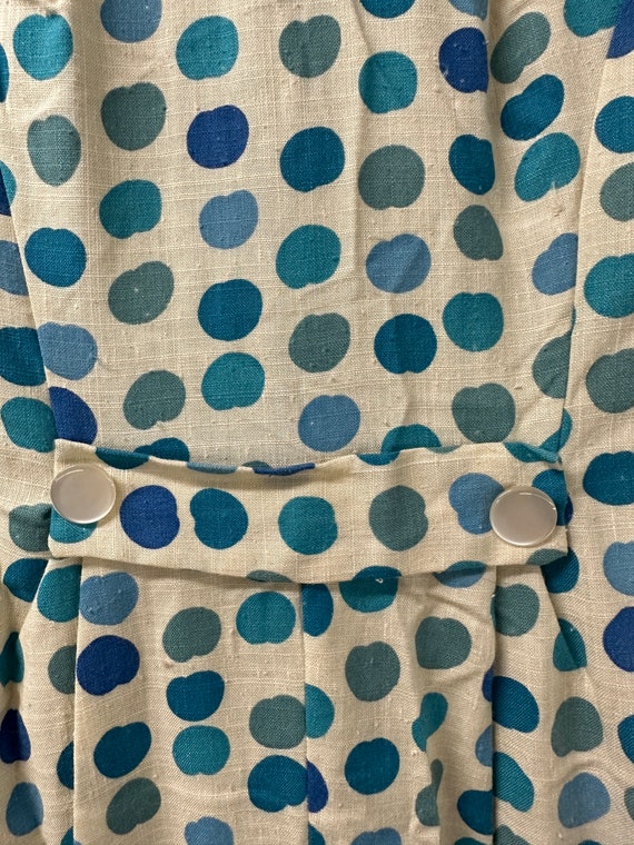 Vintage 1950s Polka Dot Handmade Linen Dress - image 7