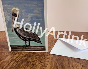 Pelican Notecard Professional print of my original painting  5.5x4.25" (14x11cm)
