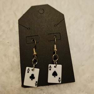 Ace of clubs and spades playing card earrings