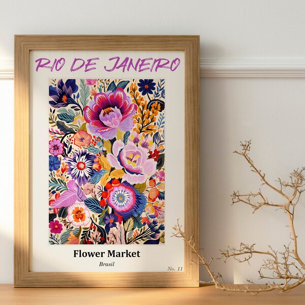 RIO de Janeiro FLOWER MARKET Poster ~ Wohnzimmer Poster ~ Küchen Poster ~ rio de janeiro poster ~ blumenmarkt poster ~ bunte Blumen ~ rio