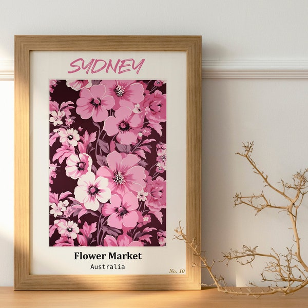 SYDNEY FLOWER MARKET Poster ~  Wohnzimmer Poster ~ Küchen Poster ~  Tulpen und Rosen ~ blumenmarkt poster ~ Australien Wandkunst~rosa Blumen