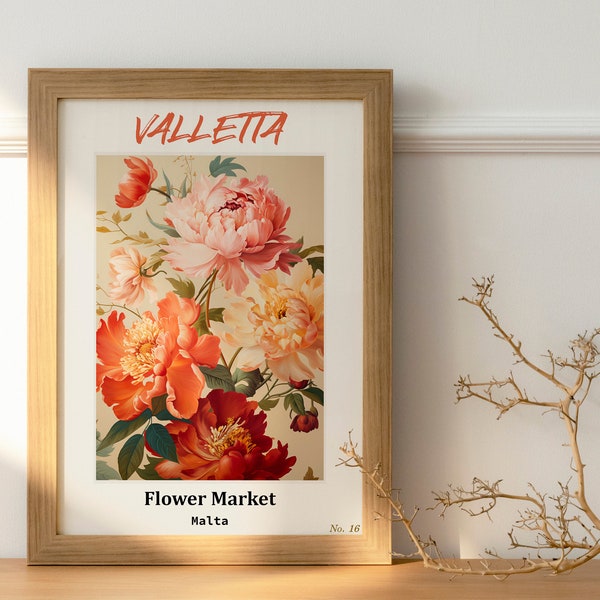 VALLETTA FLOWER MARKET Poster ~ Flower Market Poster ~Wohnzimmer Poster~Monterrey poster~ lumenmarkt poster~bunte Blumen~Flower Poster Print