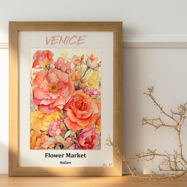 VENEDIG FLOWER MARKET Poster ~ Flower Market Poster ~Wohnzimmer Poster~Monterrey poster~ blumenmarkt poster~bunte Blumen~Flower Poster Print