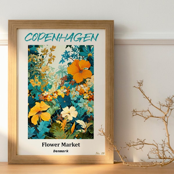 COPENHAGEN FLOWER MARKET Poster~Flower Market Poster~Wohnzimmer Poster~Monterrey poster~ blumenmarkt poster~bunte Blumen~Flower Poster Print