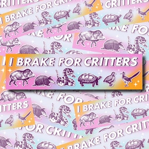 I Brake For Critters Bumper Sticker, Possum Lover, Animal Lover