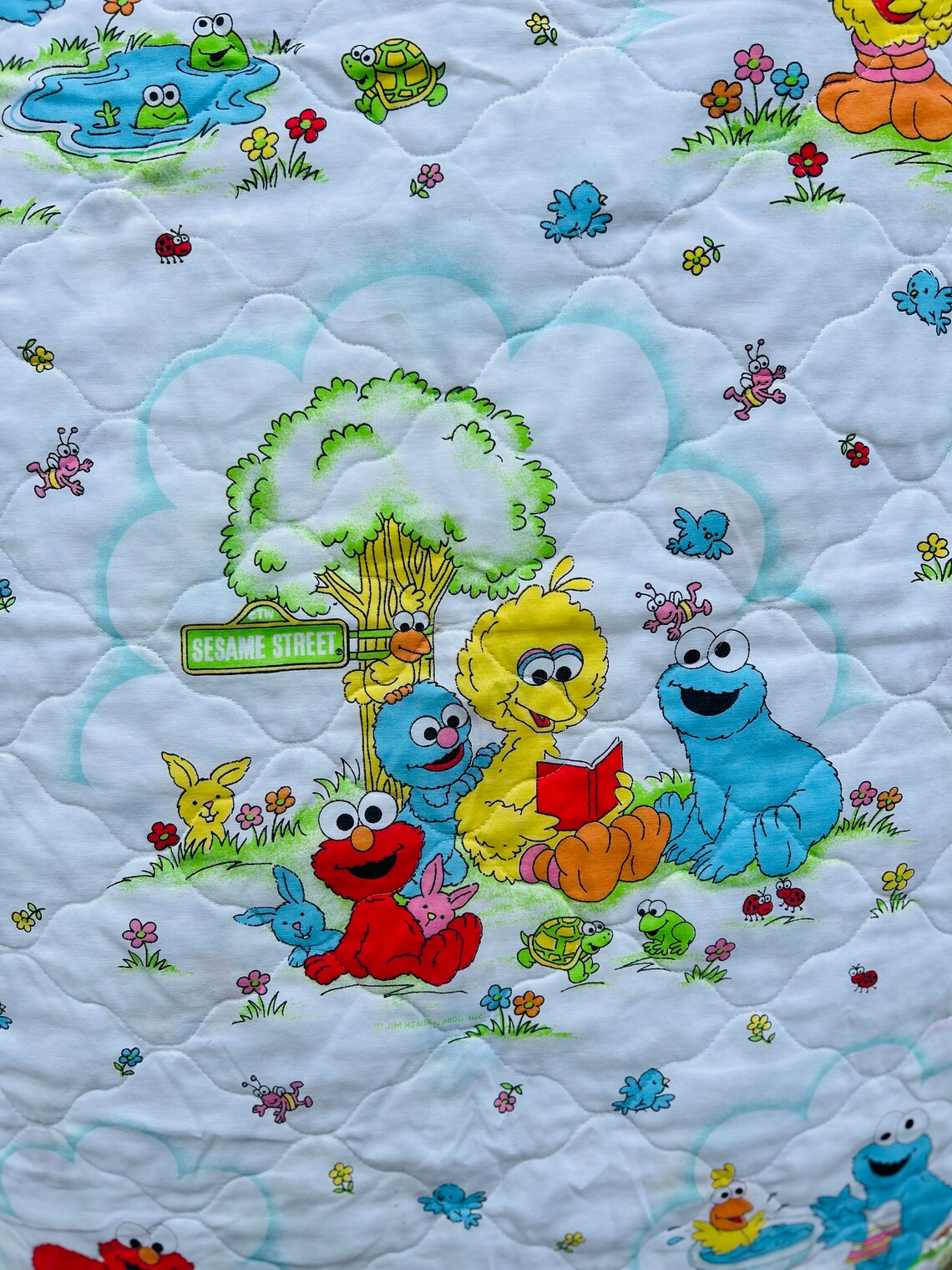 Vintage Handmade Sesame Street Baby Blanket Jim Henson Crib Bedding Big ...
