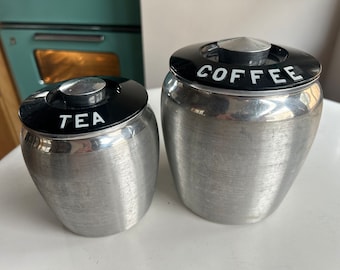 Kromex Spun Aluminum Coffee and Tea Canisters | Set of 2