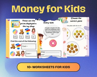 Counting Money Worksheets for Kids - Bundle of 10+ Printable Math Money Worksheets - Instant Download - Grade 2