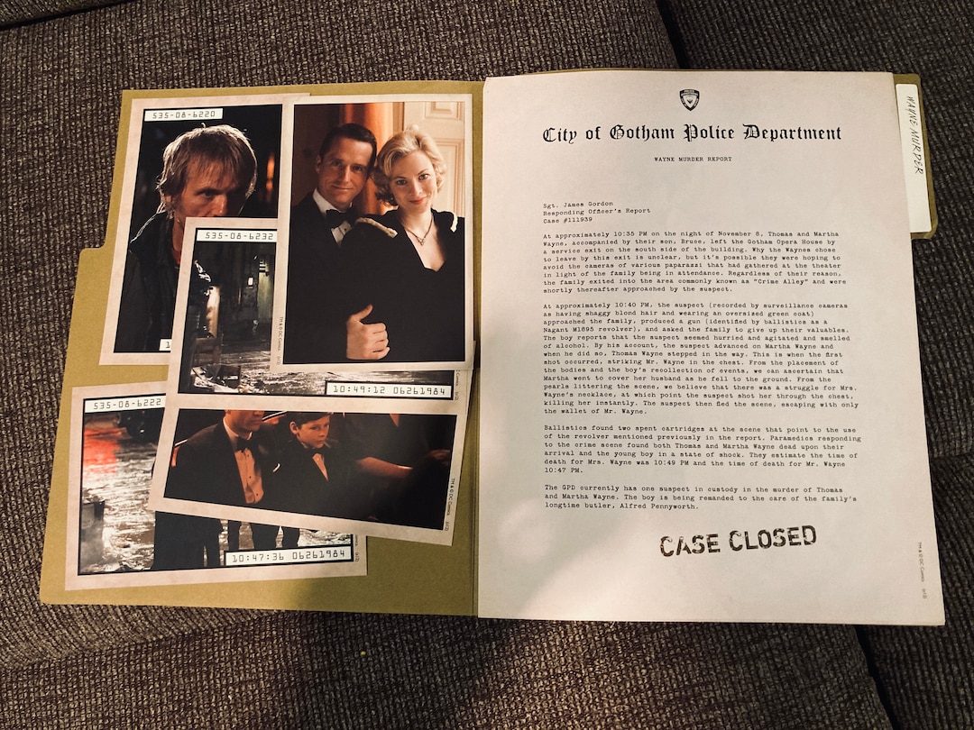 Batman Begins Wayne Murder Gotham File Top Secret Joker Movie Prop ...