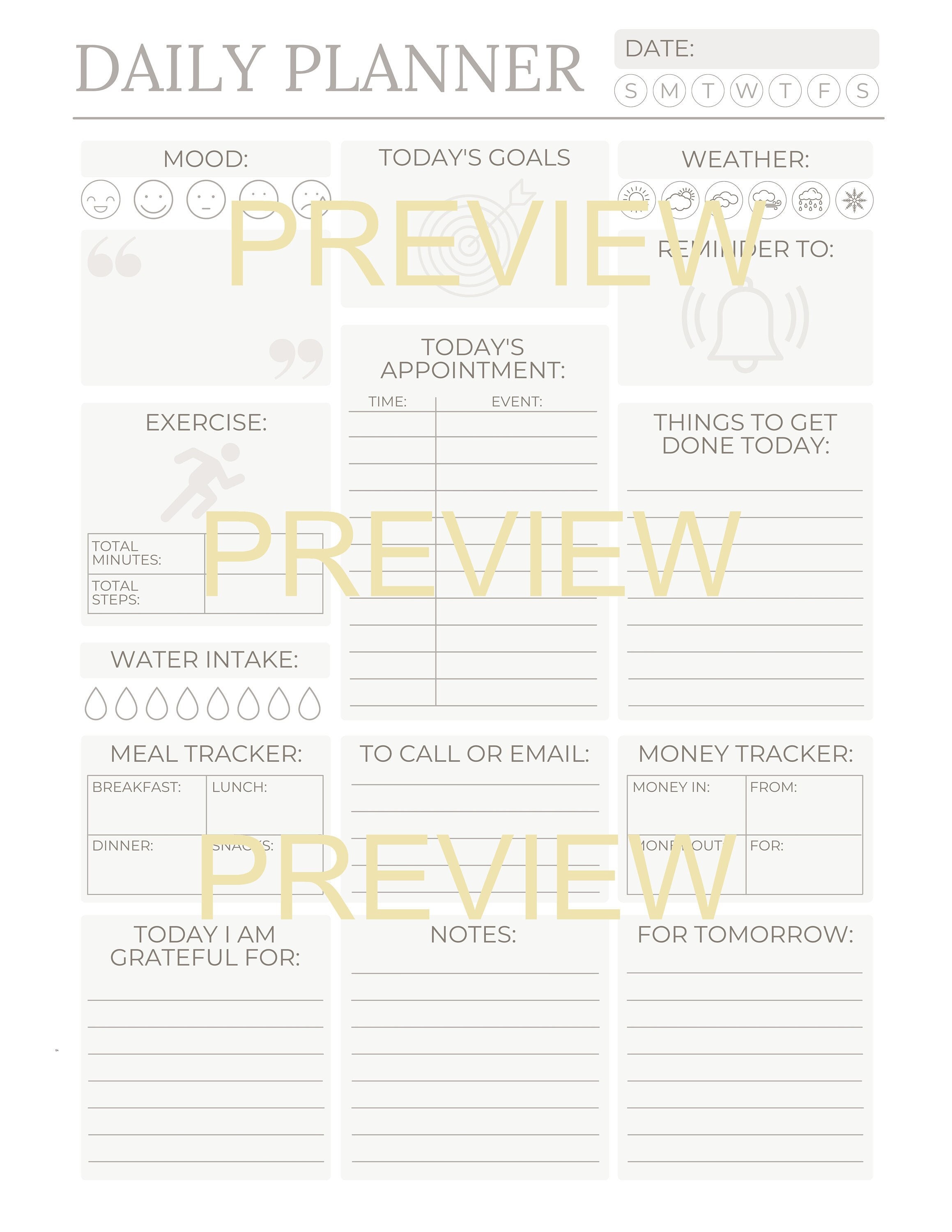 Elegant Customizable Printable Daily Planner - Etsy