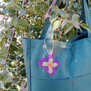 Handmade Punch Needle Bag Charm: Colorful Bag Accessory