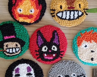 Punch Needle Car Coaster: Handmade Auto Interior Accessory