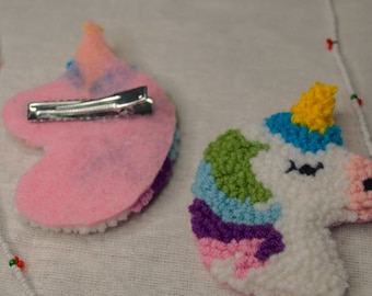Punch Needle Unicorn Hair Clip, Cute hair clips, Gift ideas