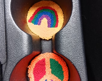 Set of 2 Car Coaster, Handmade Punch Needle Accessories, Gift for new car, Unique gifts