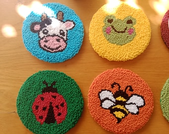 Punch Needle Tier Untersetzer: Handgefertigter Mug Rug