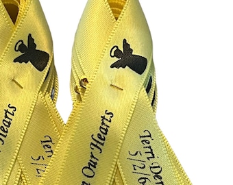 Sets of 30 already pinned Memorial Ribbons Embrace and Empower: Personalized Memorial Ribbons for Remembrance, Awareness, and Support