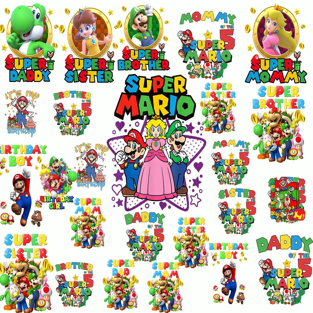 Mario Family Birthday PNG Bundle | Super Mario Bros, Mario Kart & Princess Clipart for Party, Super Mario Birthday Bundle PNG - Etsy UK