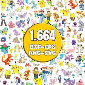 Cartas de Pokémon, pôster de Pokémon, arquivos Pikachu Svg para Cricut e Silhouette, adesivos de Pokémon, Svg de Pokémon, download digital