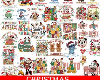 Paquete de Mickey Navidad Svg, Clipart de Mickey Navidad Png, Archivo PNG para Paquete de Ratón Navideño, Camiseta Navideña, Svg Navideño Retro