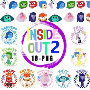 Inside Out 2 PNG, Pacchetto Clipart di Inside Out 2, Inside Out 2 Digitale, Inside Out PNG, Rabbia Gioia Tristezza Imbarazzo Ansia, Invidia Png