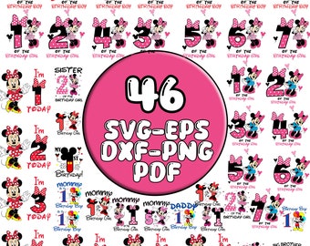 Birthday Girl Delight - Minnie Mouse SVG, PNG Bundle for 1st Birthday, Birthday Girl Bundle,  First Birthday