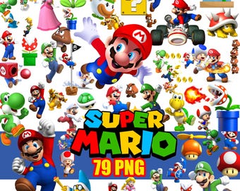 Super Mario Clipart Png, Super Mario Layerd Png, Super mario alphabet, Super mario digital paper, luigi bowser boo png digital