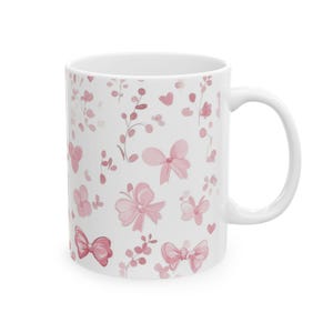 Coquette Mug | Pink Bow Aesthetic Coffee Cup | Cute Girly Mug for Her | 12oz Ceramic Mug Gift