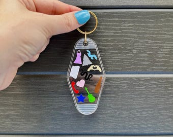 Eras Keychain TS Inspired 11 Eras TS Aesthetic Keychain Eras Tour Merch Gift Vintage Retro Vinyl Accessory Bag Charm