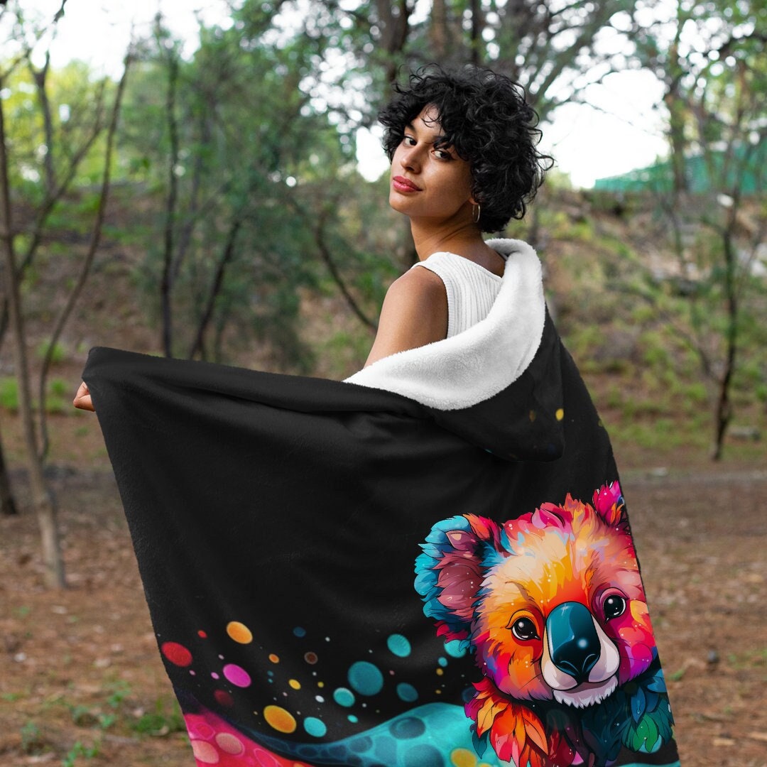 Fantasy Pop Art Koala Bear Hooded Blanket Koala Spirit Animal Etsy