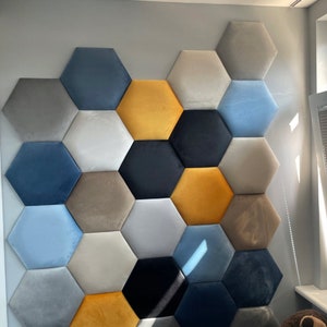 Upholstered soft bumper wall panels soft wall padding and padded boards, head panel, hexagon wall panel, wall cushion, pad wall panels image 1