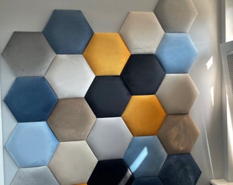 Paneles de pared de parachoques blandos tapizados (acolchado de pared suave) y tableros acolchados, panel de cabecera, panel de pared hexagonal, cojín de pared, paneles de pared con almohadilla