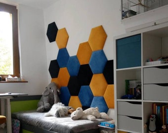 Panneaux muraux rembourrés à pare-chocs souples (rembourrage mural souple) et panneaux rembourrés, panneau de tête, panneau mural hexagonal, coussin mural, panneaux muraux à coussinets