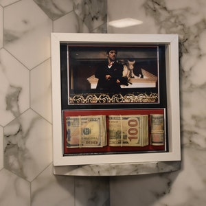 Scarface cash Shadow Box - Custom Al Pacino Wall Art, Tony Montana Bedroom Decor, Motivational Art, Man Cave Decor, Fun Gift, 3D Pop Art