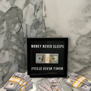 Money Never Sleeps Motivational Wall Art Canvas Wall Decoration Fun ...