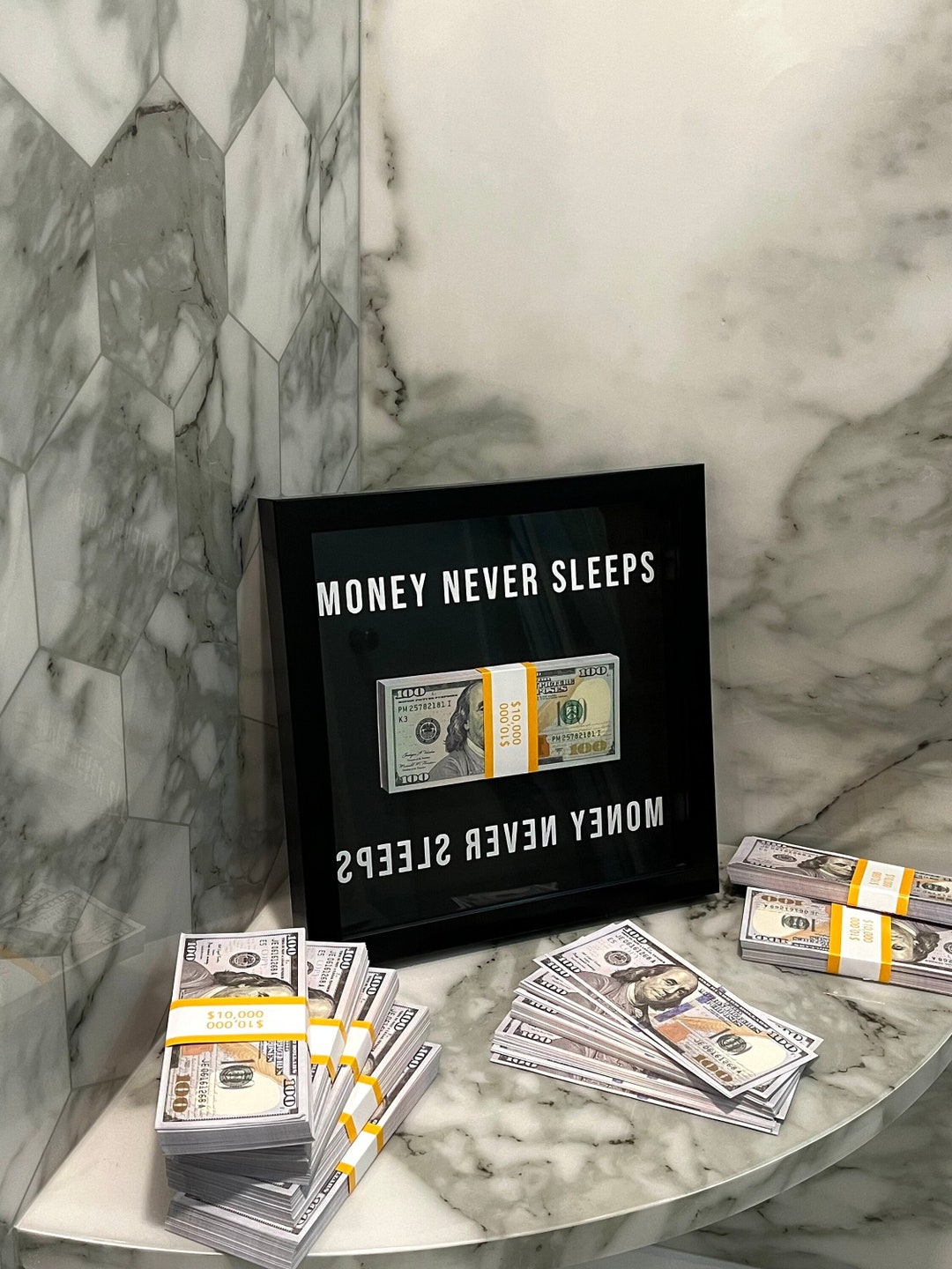 Money Never Sleeps Motivational Wall Art Canvas Wall Decoration Fun ...