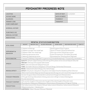 Psychiatry Progress Note Template Etsy Psychiatry Progress Note Template Etsy
