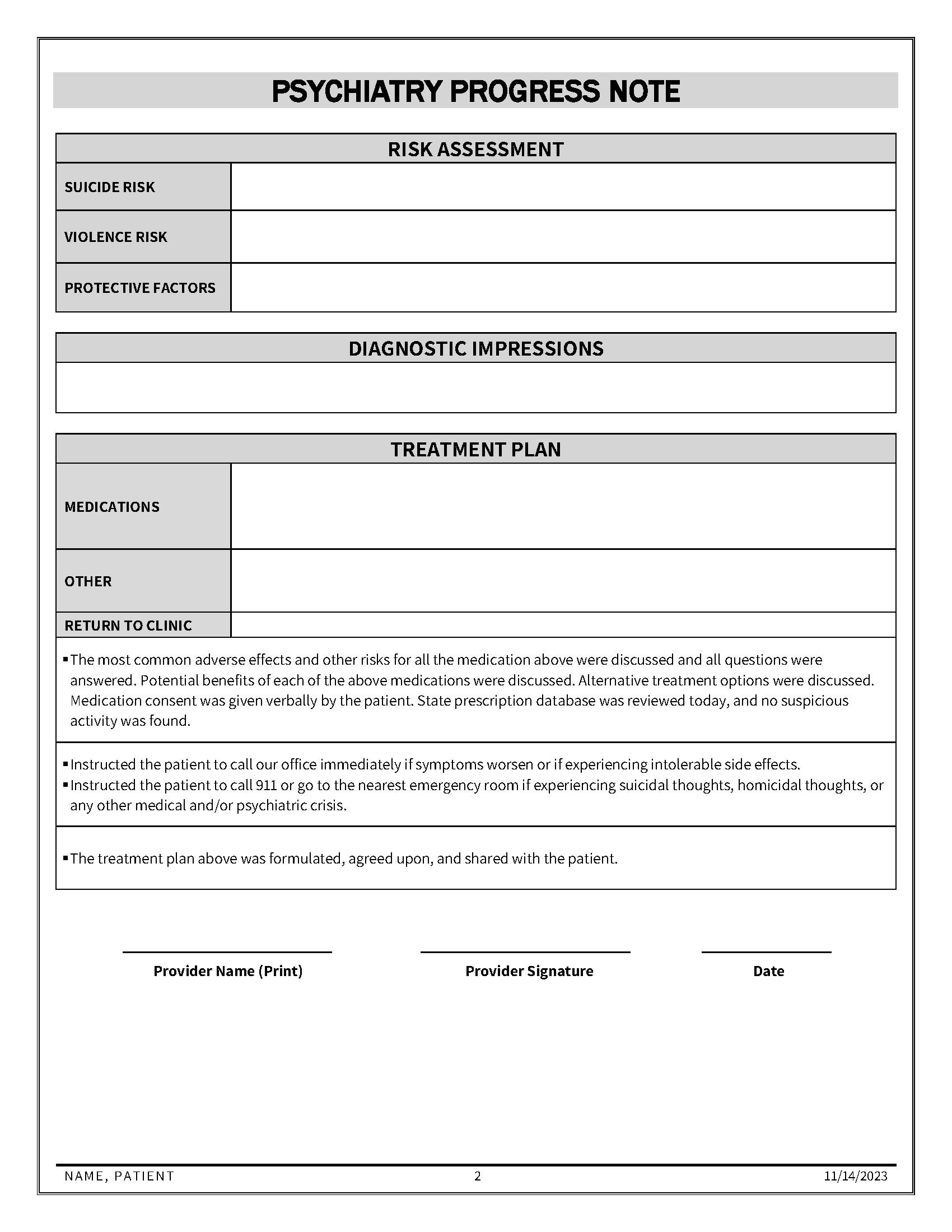 Psychiatry Progress Note Template Etsy Psychiatry Progress Note Template Etsy