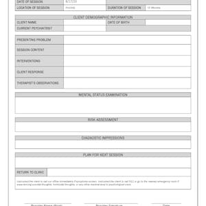 Therapy Progress Note Template - Etsy