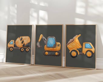 Construction Decor: Transportation Wall Art Vehicle Prints Boys Room Decor (Digital Download)