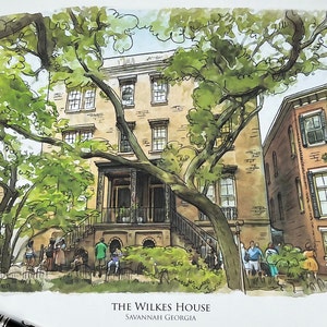 The Wilkes House House Savannah Georgia watercolor painting giclée fine art print (framed or unframed)