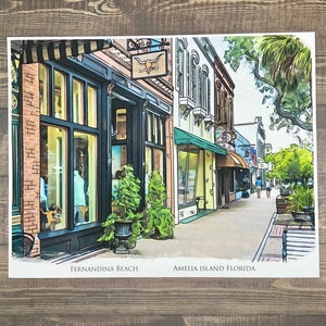 Fernandina Beach Florida Amelia Island watercolor painting giclée fine art print (framed or unframed)
